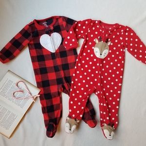 Baby girl footie fleece pajamas